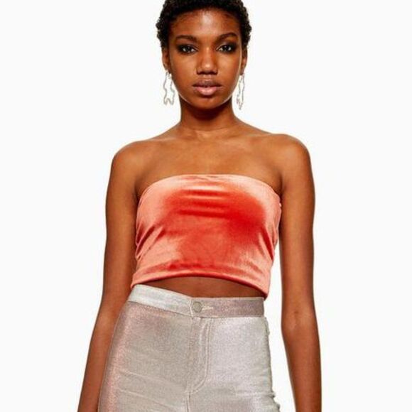 𝅺NEW Topshop Velour Tube Top Rust - Picture 1 of 5